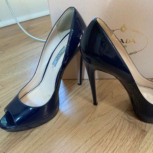Prada Patent Leather Peep Toe Stiletto